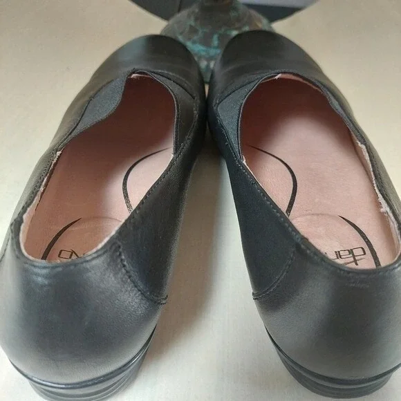 Dansko Ann Black Shoes Leather Size 37 (7) Support Walking Comfort Stretchy Mule - Picture 7 of 9